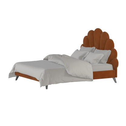 Evelina Curved Headboard Bed in Soft Upholstery