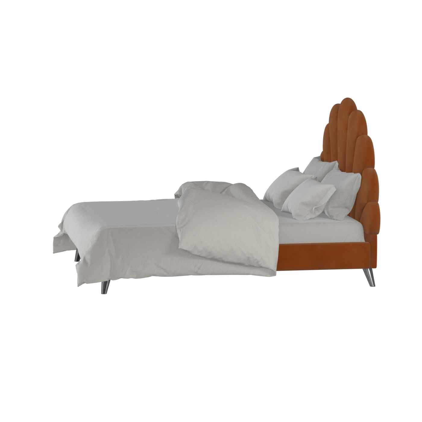 Evelina Curved Headboard Bed in Soft Upholstery