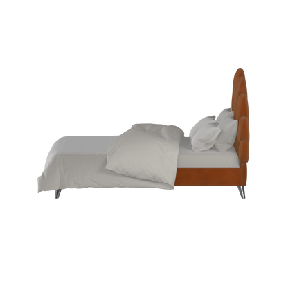 Evelina Curved Headboard Bed in Soft Upholstery