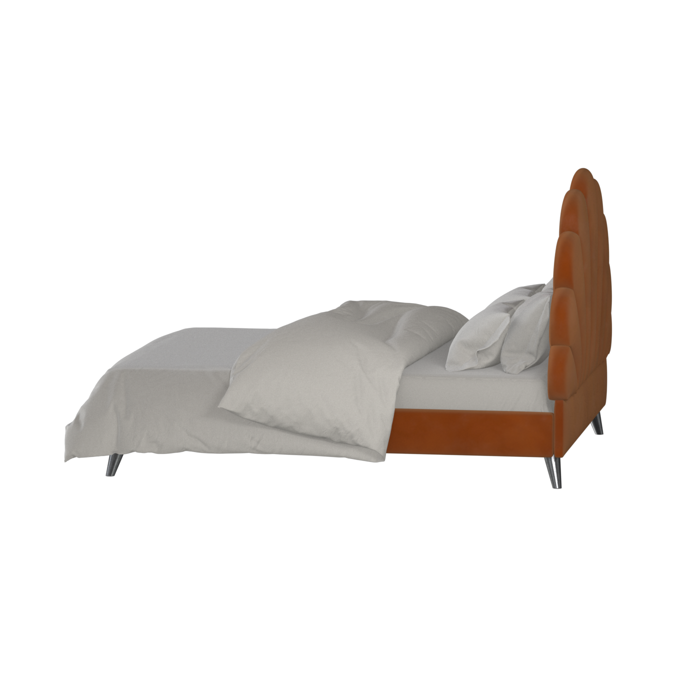 Evelina Curved Headboard Bed in Soft Upholstery