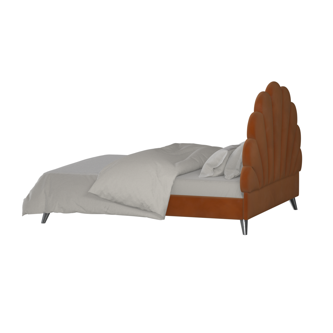 Evelina Curved Headboard Bed in Soft Upholstery