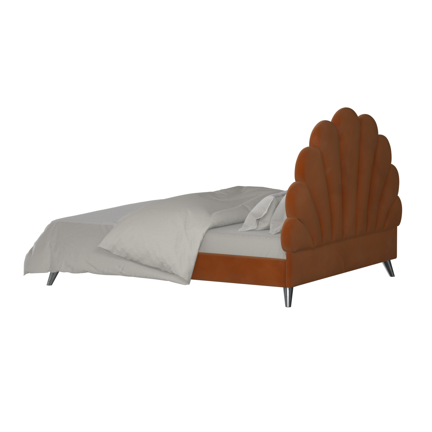 Evelina Curved Headboard Bed in Soft Upholstery