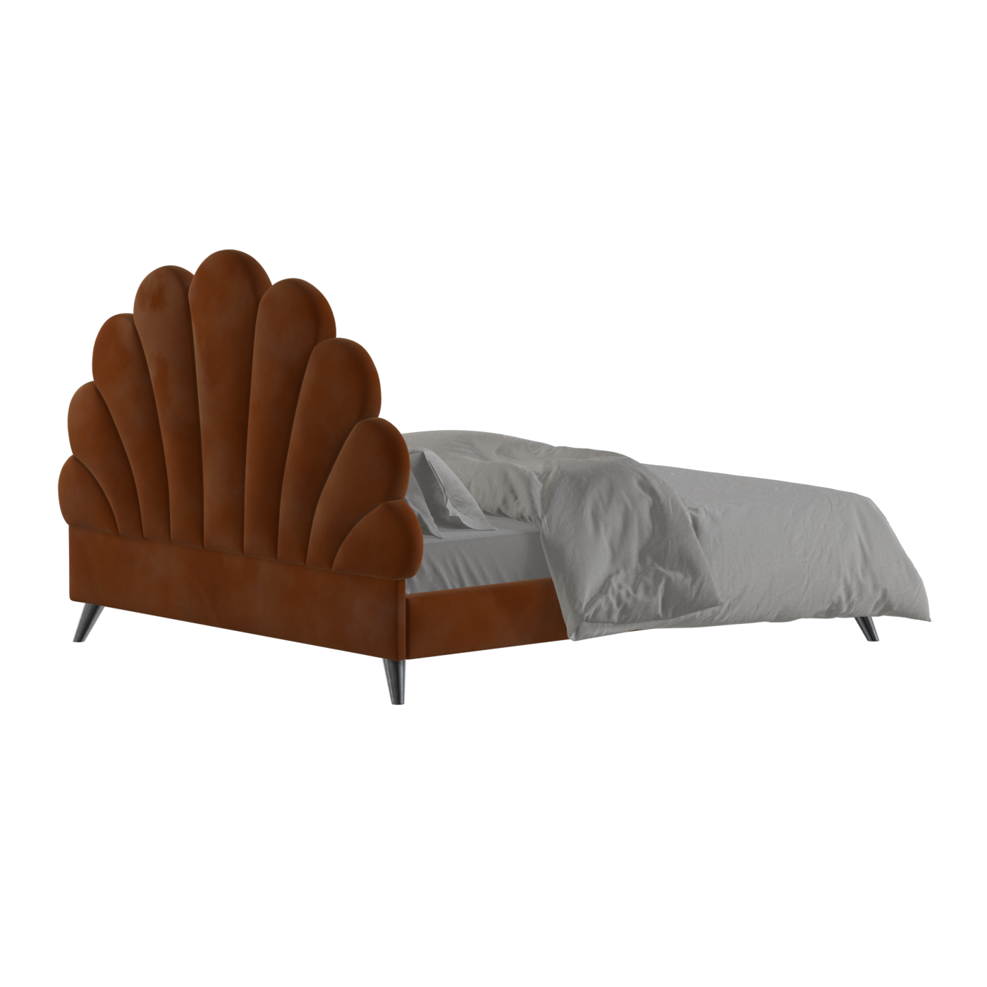 Evelina Curved Headboard Bed in Soft Upholstery