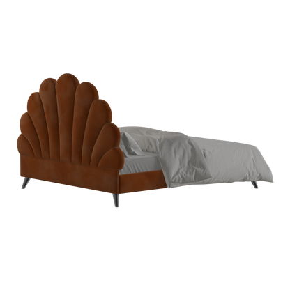 Evelina Curved Headboard Bed in Soft Upholstery