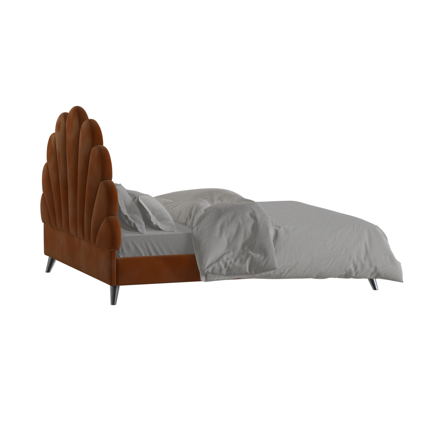 Evelina Curved Headboard Bed in Soft Upholstery
