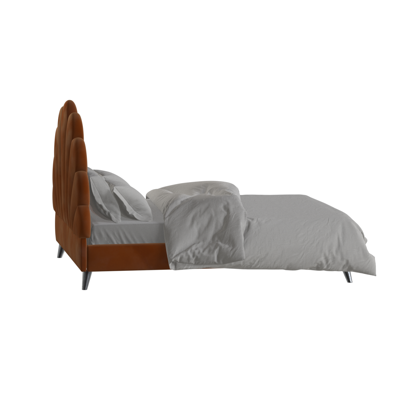 Evelina Curved Headboard Bed in Soft Upholstery
