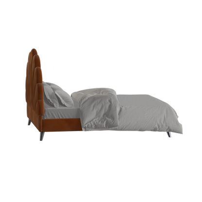 Evelina Curved Headboard Bed in Soft Upholstery