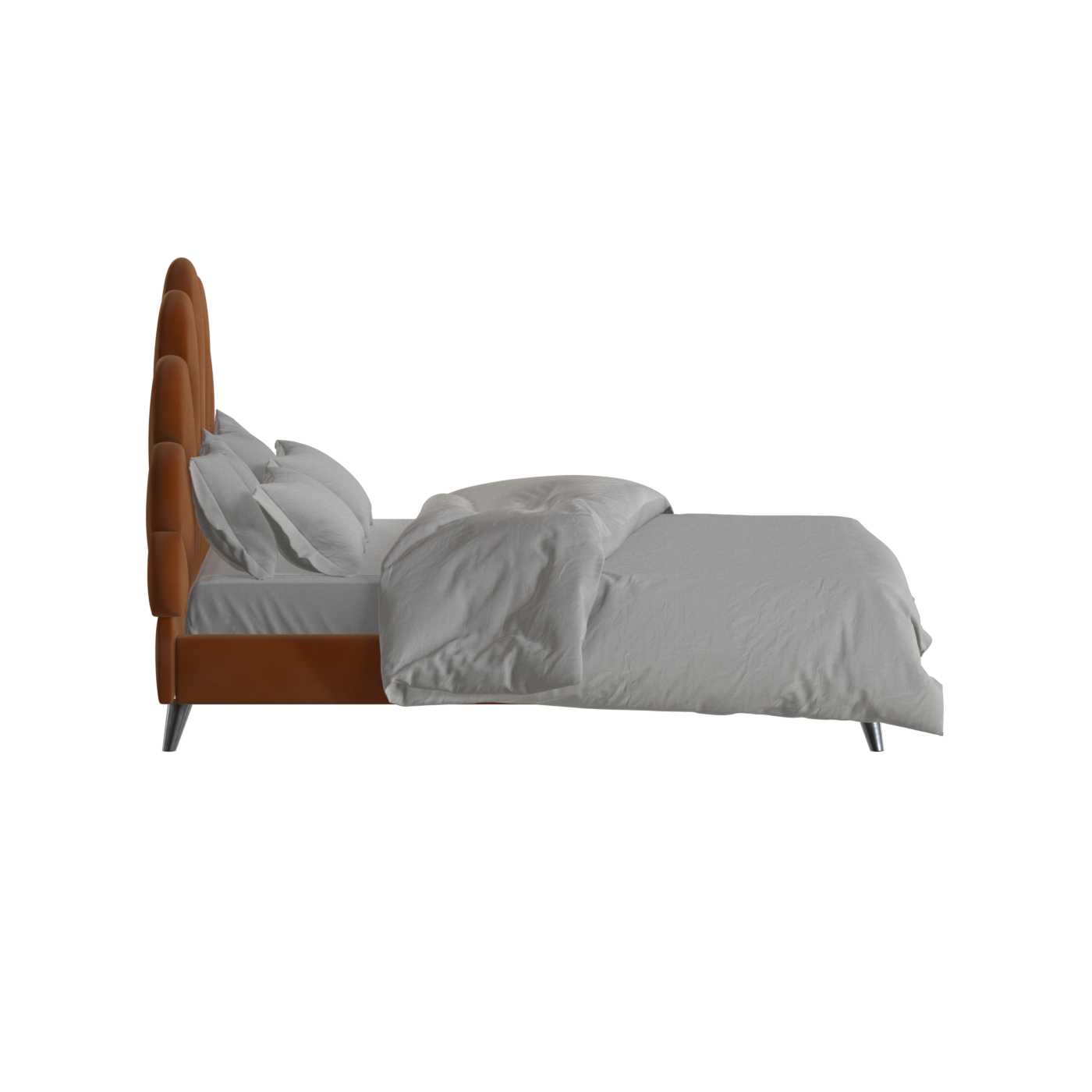 Evelina Curved Headboard Bed in Soft Upholstery