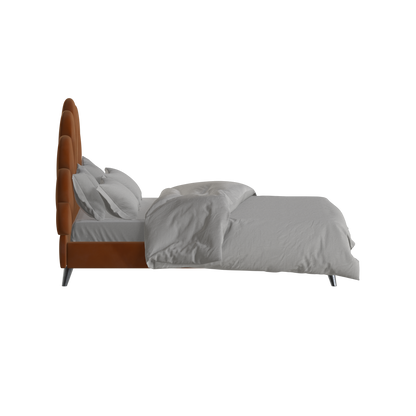 Evelina Curved Headboard Bed in Soft Upholstery