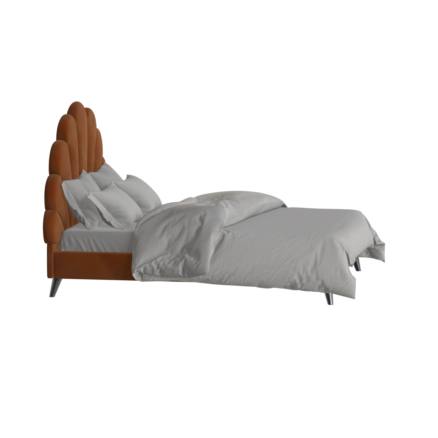 Evelina Curved Headboard Bed in Soft Upholstery