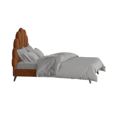 Evelina Curved Headboard Bed in Soft Upholstery