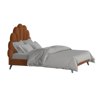 Evelina Curved Headboard Bed in Soft Upholstery