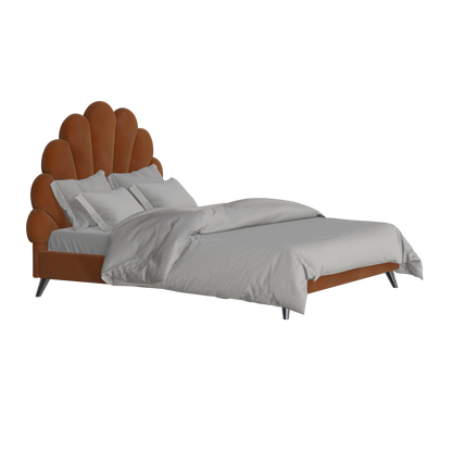 Evelina Curved Headboard Bed in Soft Upholstery
