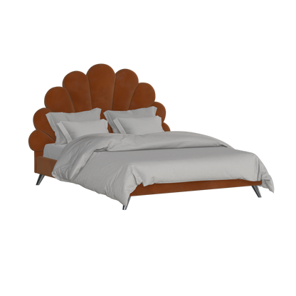 Evelina Curved Headboard Bed in Soft Upholstery