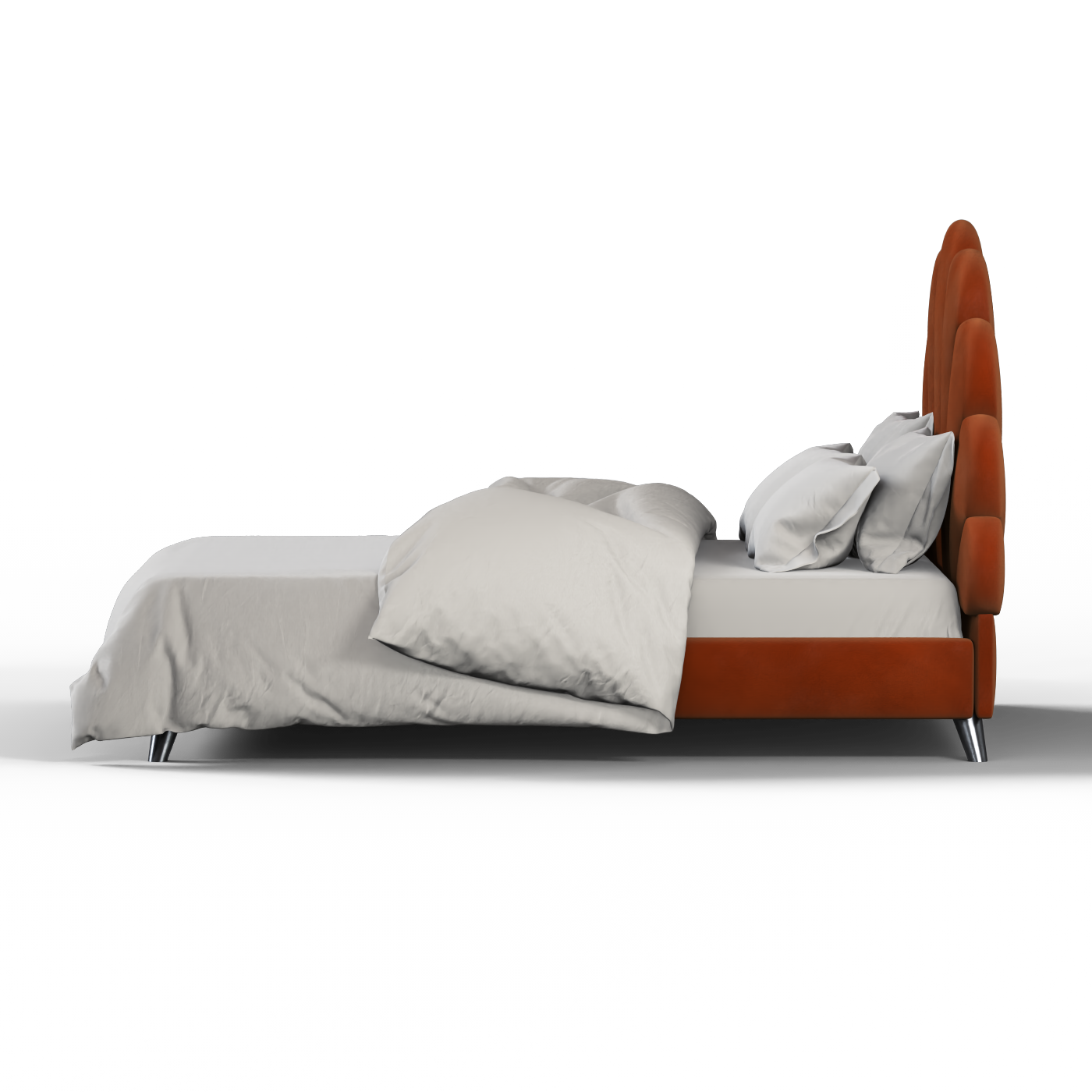 Evelina Curved Headboard Bed in Soft Upholstery
