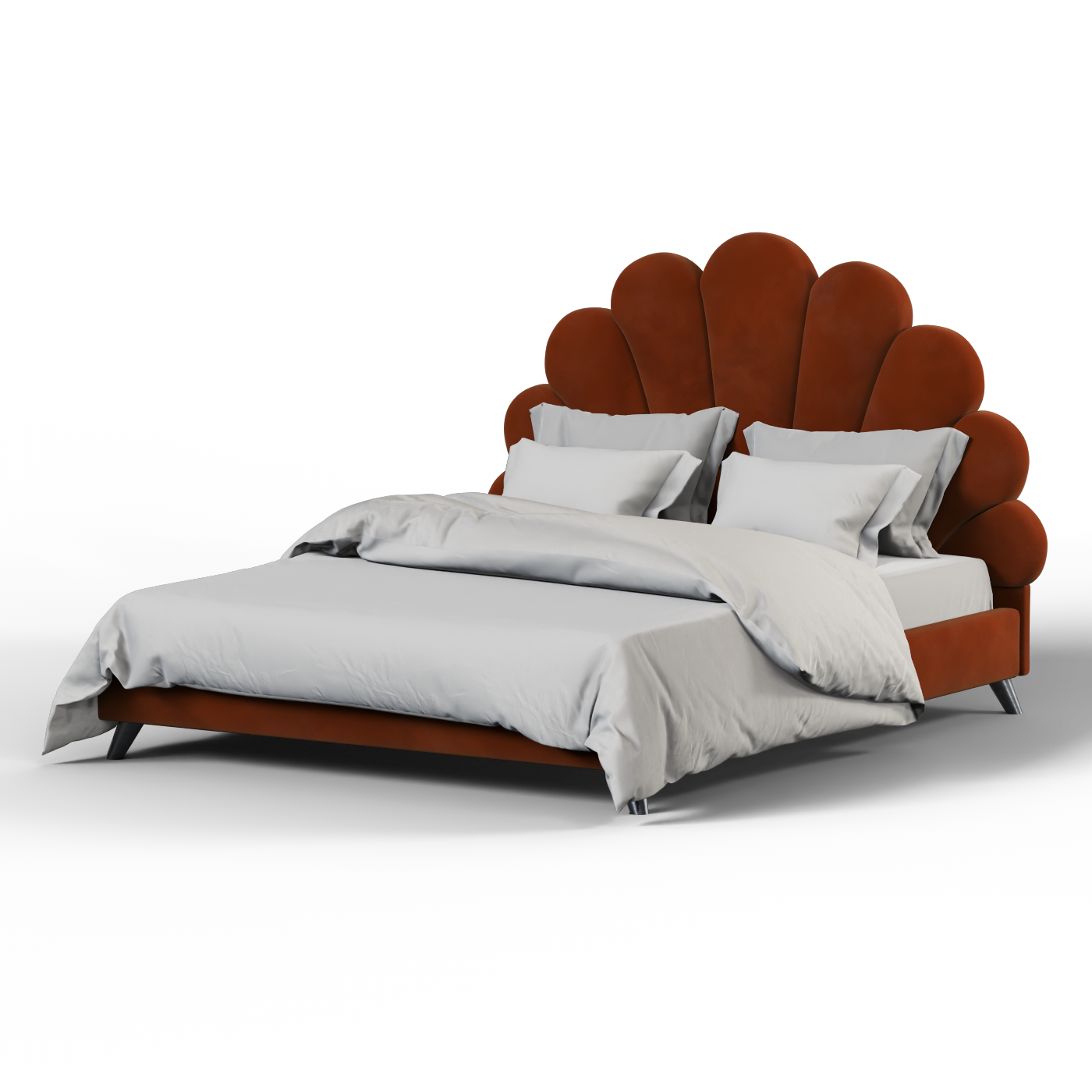 Evelina Curved Headboard Bed in Soft Upholstery