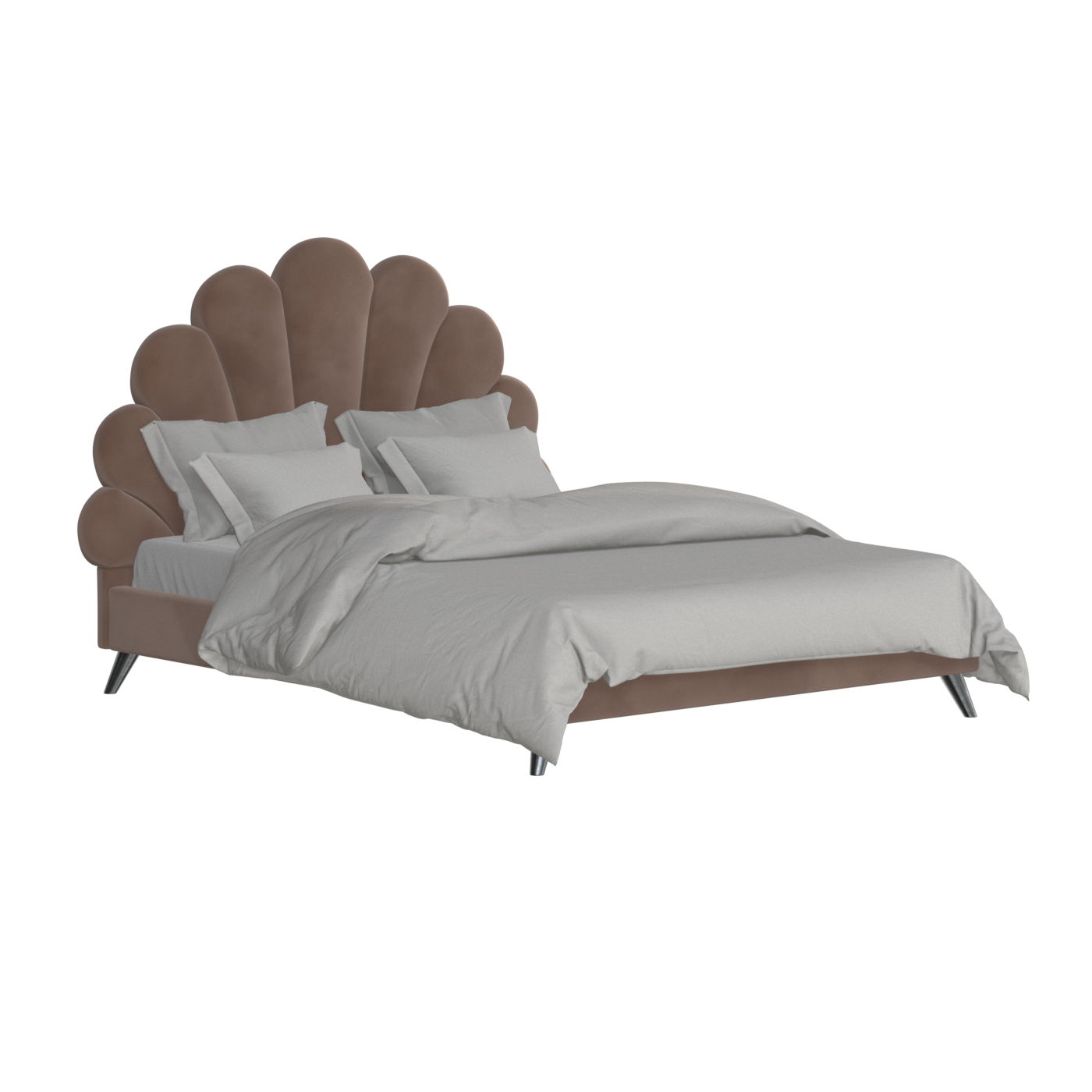 Evelina Curved Headboard Bed in Soft Upholstery