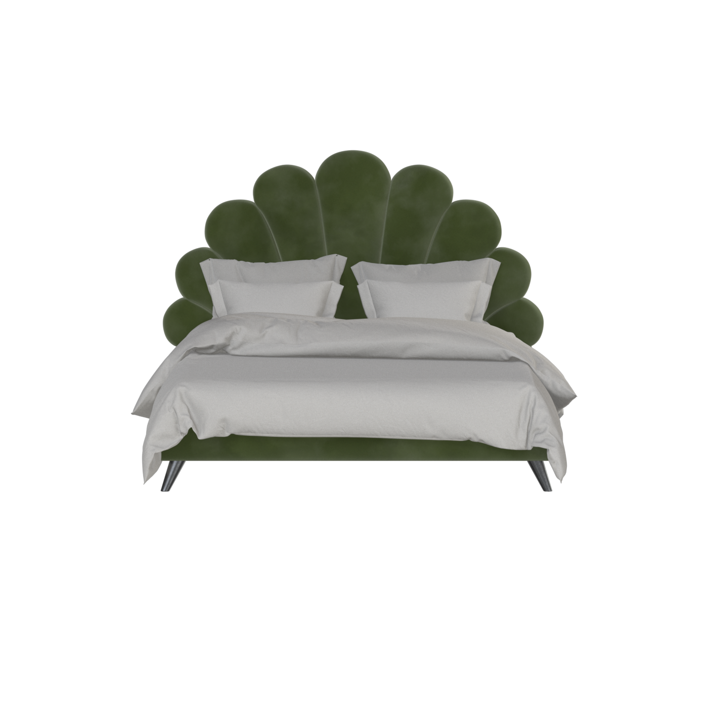 Evelina Curved Headboard Bed in Soft Upholstery
