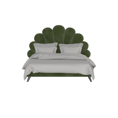 Evelina Curved Headboard Bed in Soft Upholstery