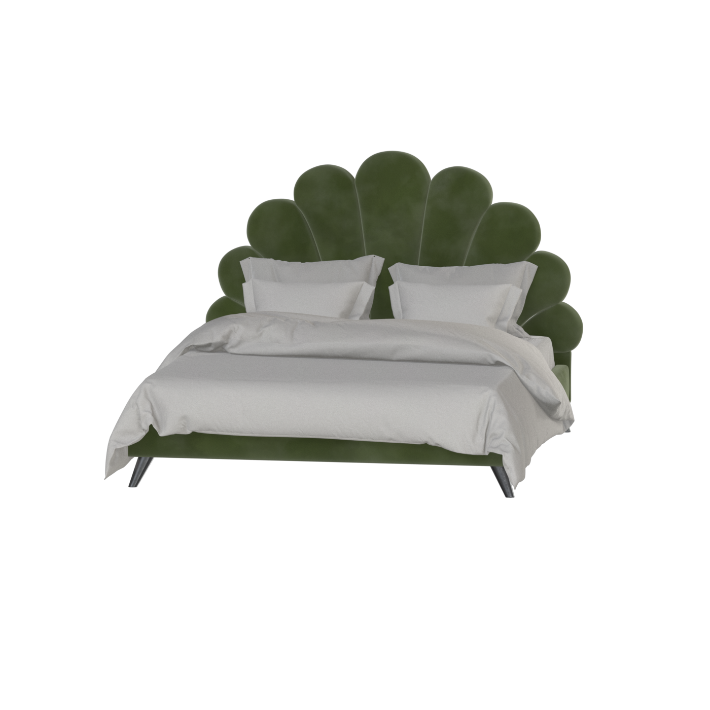 Evelina Curved Headboard Bed in Soft Upholstery