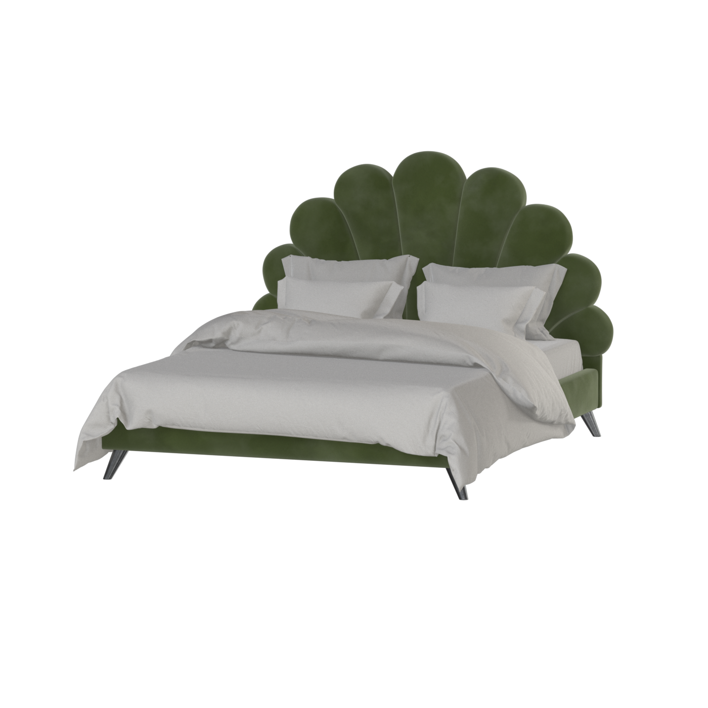 Evelina Curved Headboard Bed in Soft Upholstery