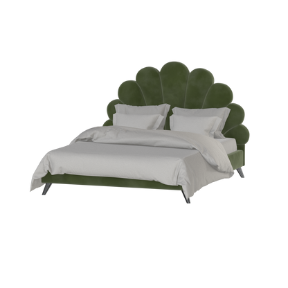 Evelina Curved Headboard Bed in Soft Upholstery