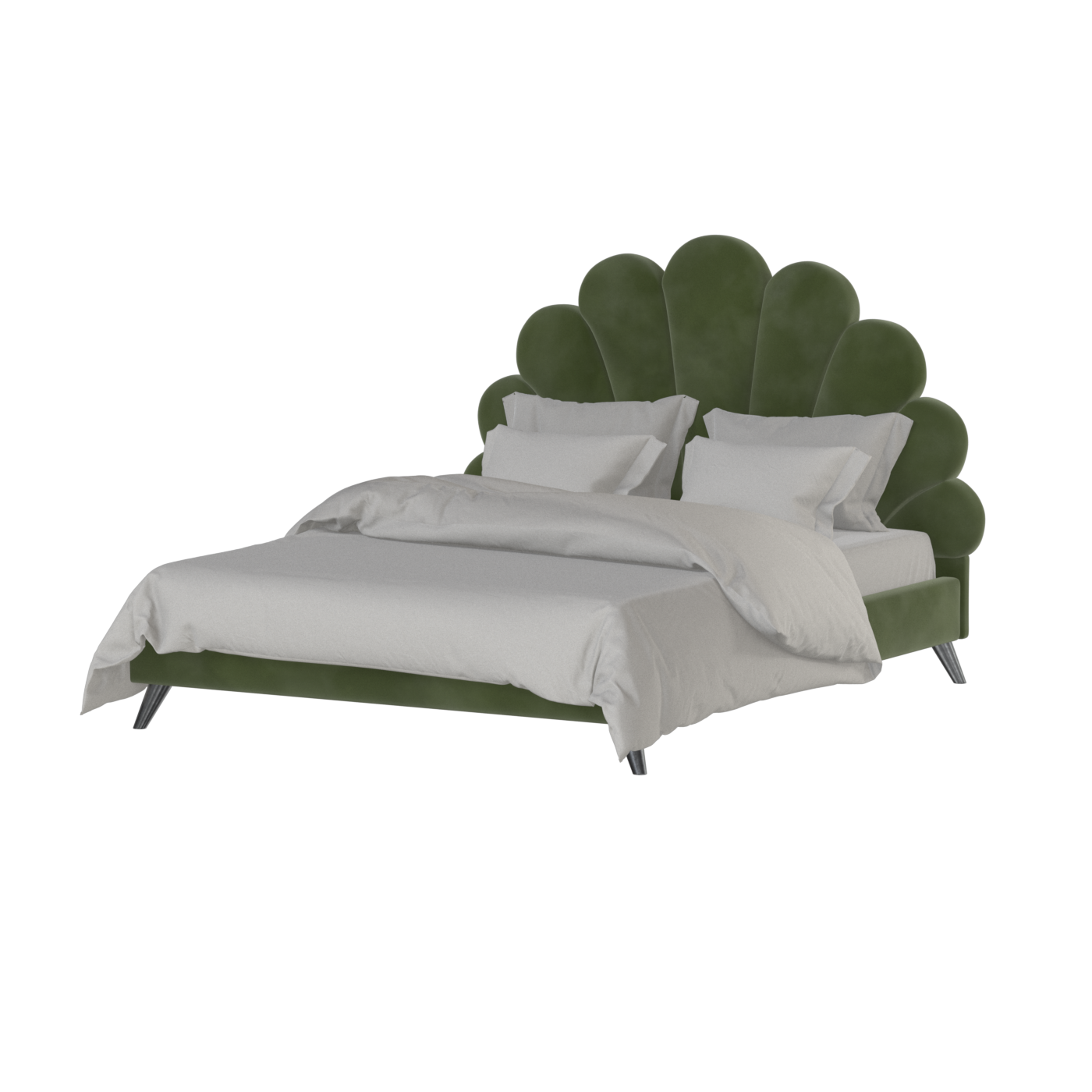 Evelina Curved Headboard Bed in Soft Upholstery