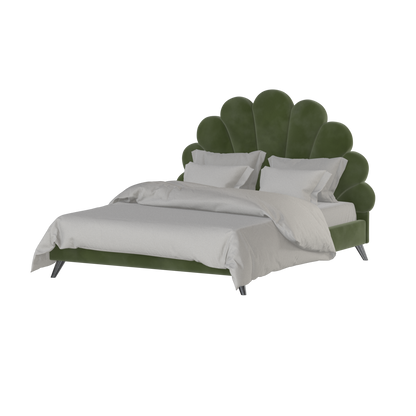 Evelina Curved Headboard Bed in Soft Upholstery