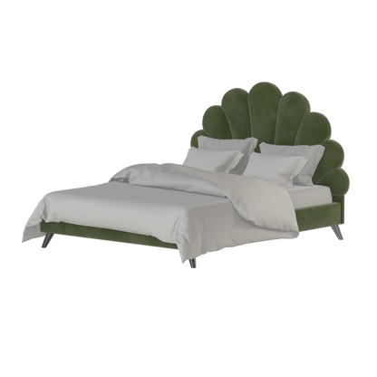 Evelina Curved Headboard Bed in Soft Upholstery