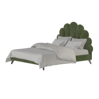 Evelina Curved Headboard Bed in Soft Upholstery