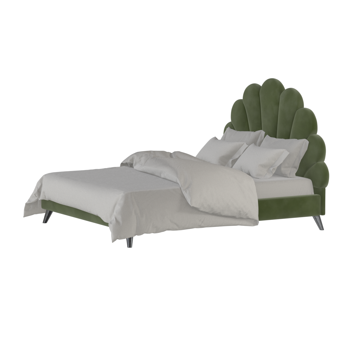 Evelina Curved Headboard Bed in Soft Upholstery
