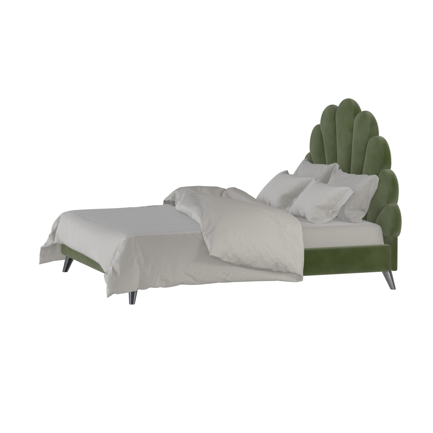 Evelina Curved Headboard Bed in Soft Upholstery