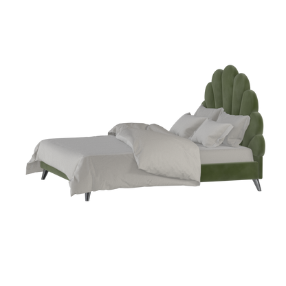 Evelina Curved Headboard Bed in Soft Upholstery
