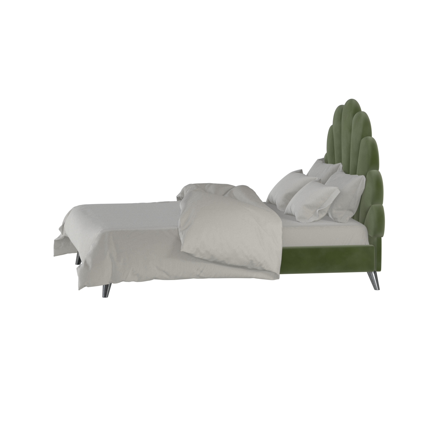 Evelina Curved Headboard Bed in Soft Upholstery
