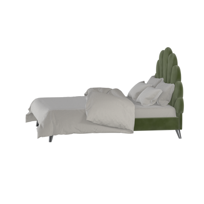 Evelina Curved Headboard Bed in Soft Upholstery