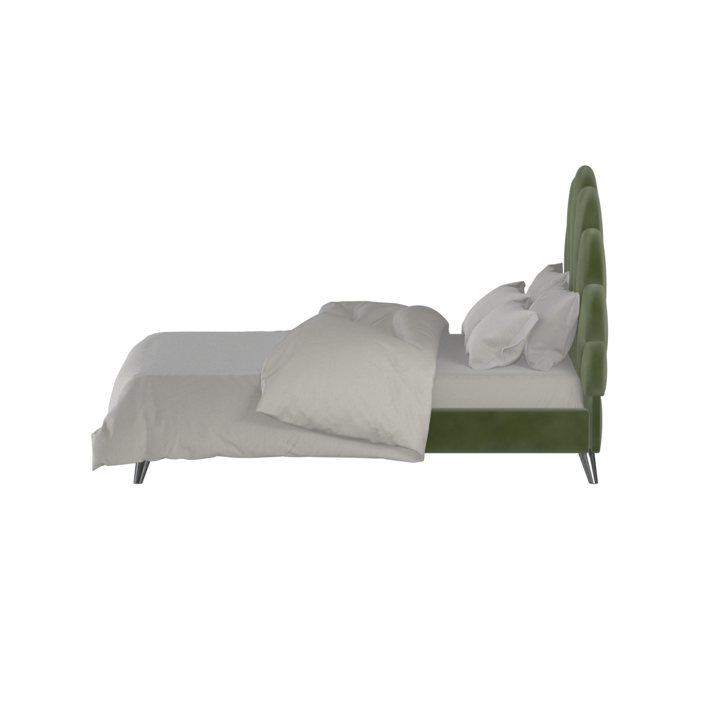 Evelina Curved Headboard Bed in Soft Upholstery