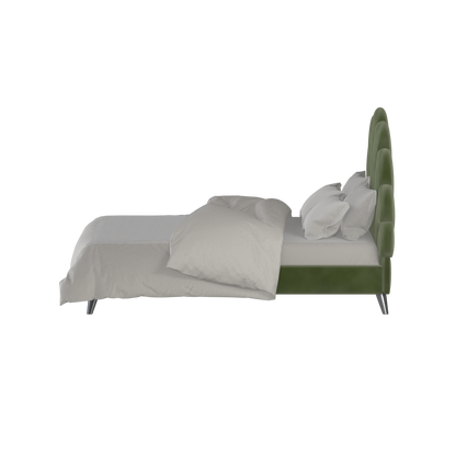 Evelina Curved Headboard Bed in Soft Upholstery