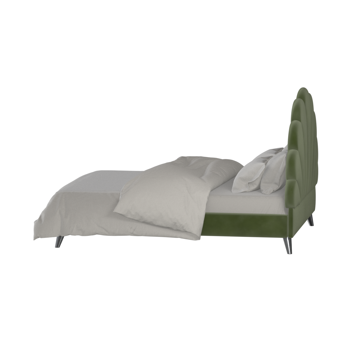 Evelina Curved Headboard Bed in Soft Upholstery