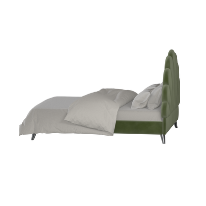Evelina Curved Headboard Bed in Soft Upholstery