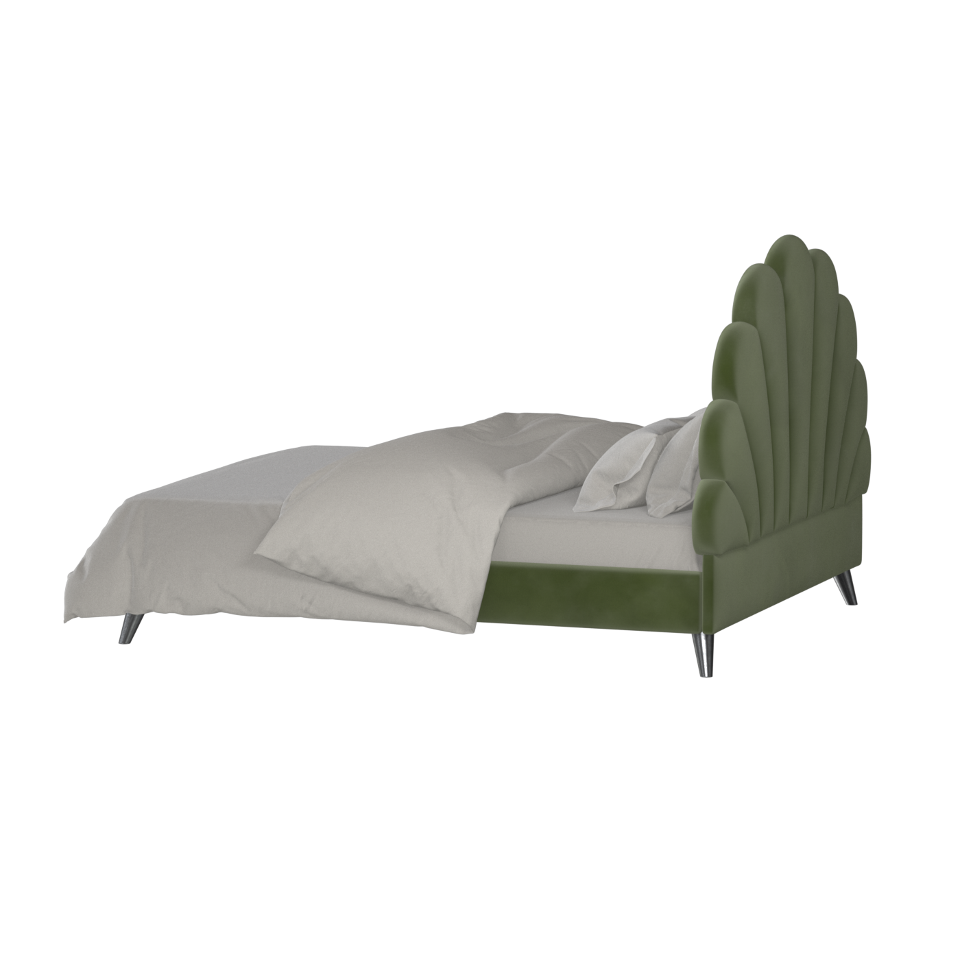 Evelina Curved Headboard Bed in Soft Upholstery