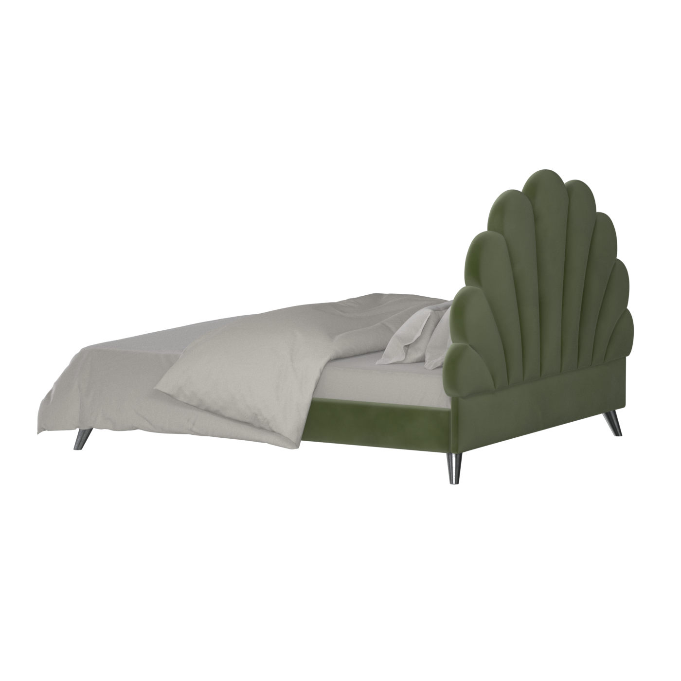 Evelina Curved Headboard Bed in Soft Upholstery