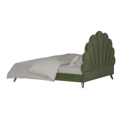 Evelina Curved Headboard Bed in Soft Upholstery