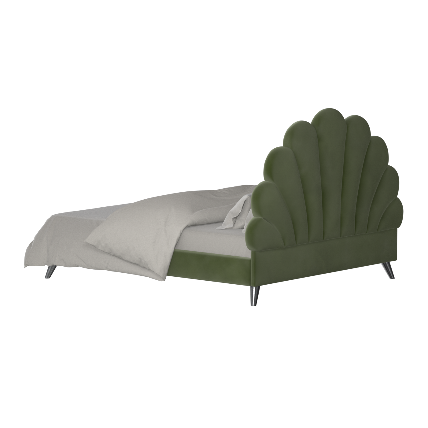 Evelina Curved Headboard Bed in Soft Upholstery