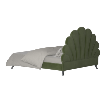 Evelina Curved Headboard Bed in Soft Upholstery