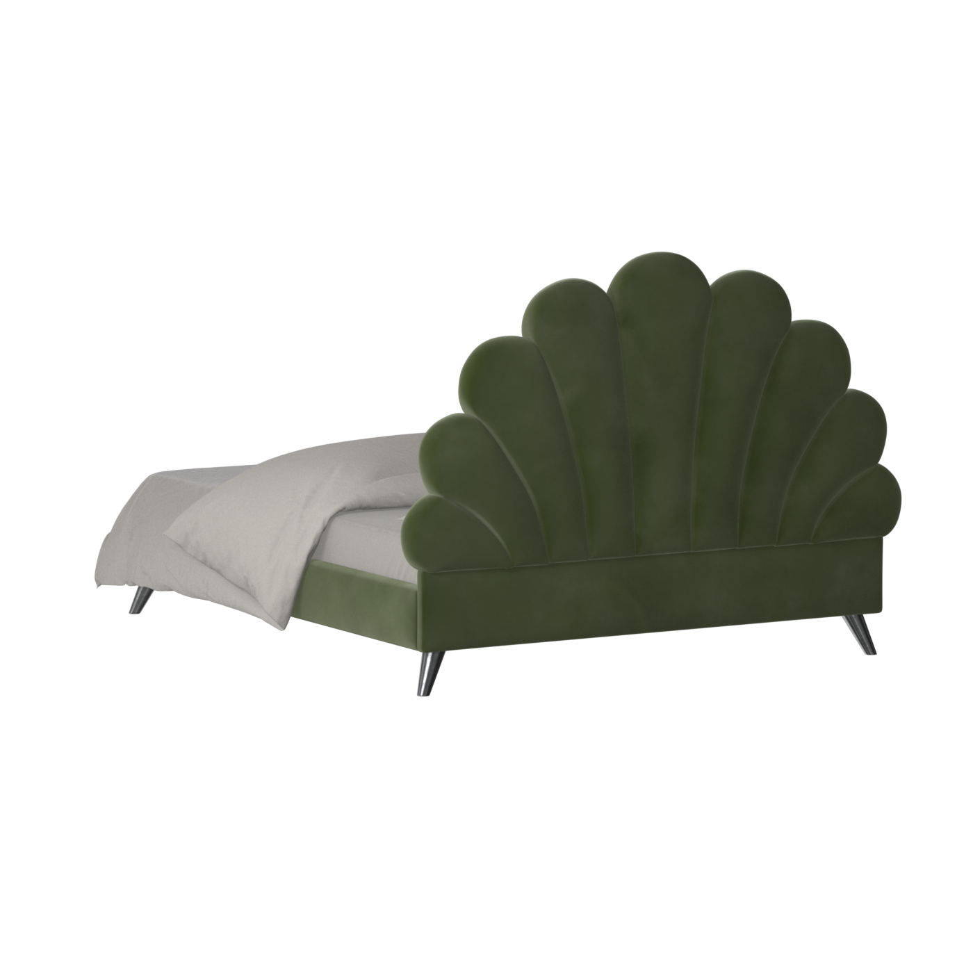 Evelina Curved Headboard Bed in Soft Upholstery