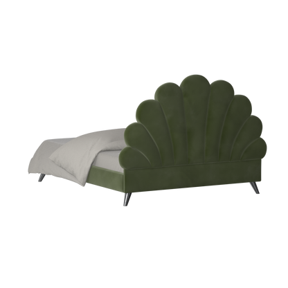 Evelina Curved Headboard Bed in Soft Upholstery