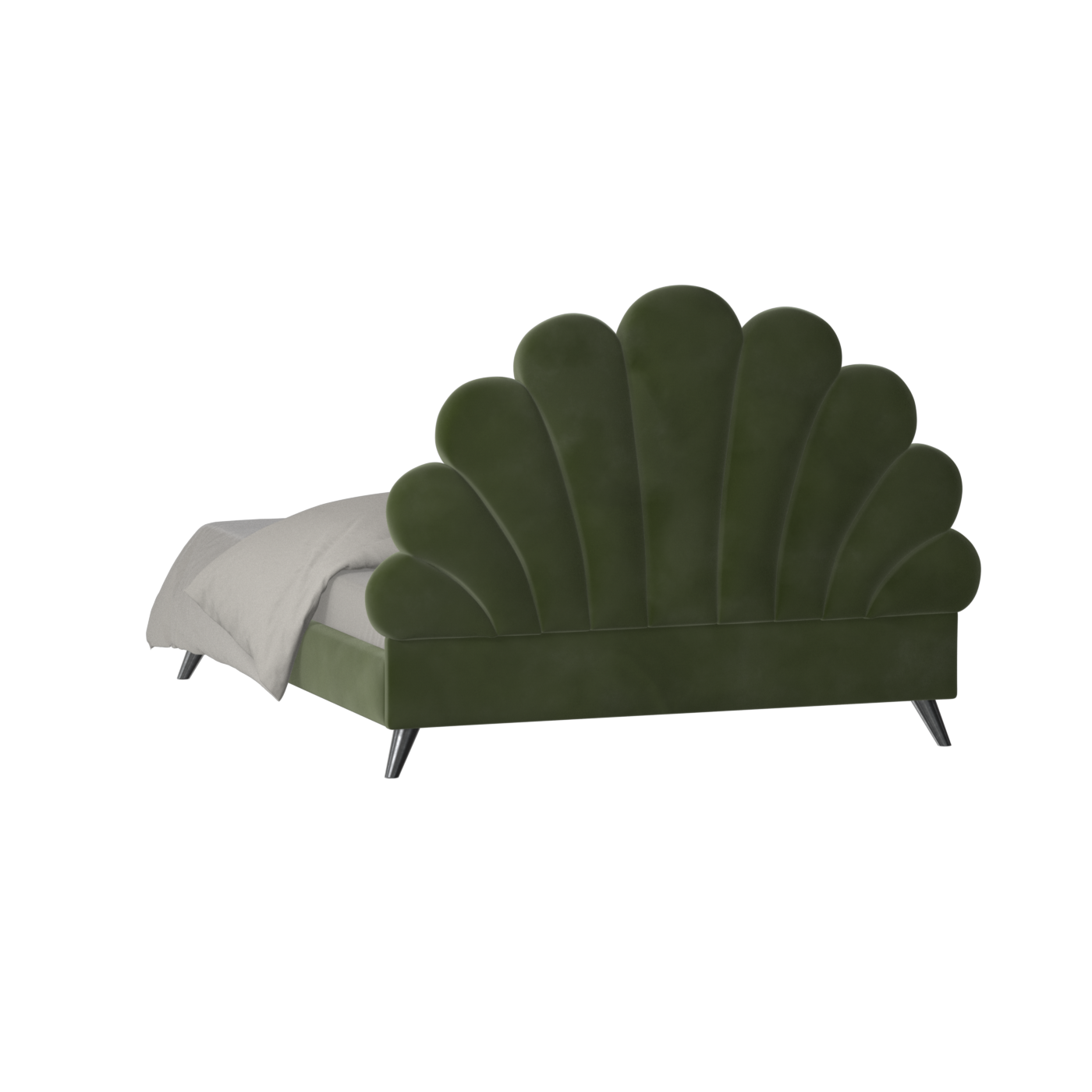 Evelina Curved Headboard Bed in Soft Upholstery