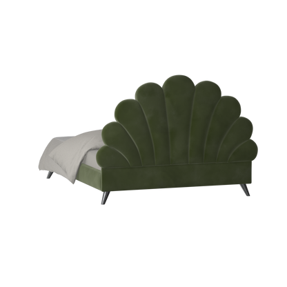 Evelina Curved Headboard Bed in Soft Upholstery
