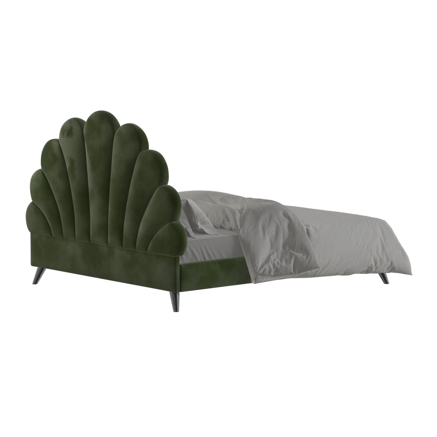 Evelina Curved Headboard Bed in Soft Upholstery