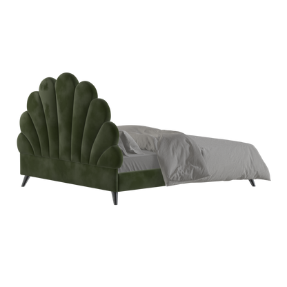 Evelina Curved Headboard Bed in Soft Upholstery